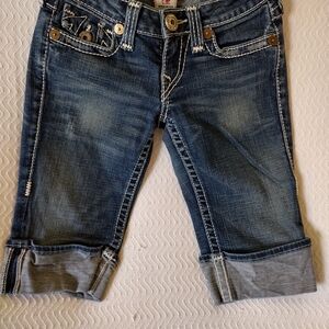 True Religion Dark Blue Cuffed Jean Shorts